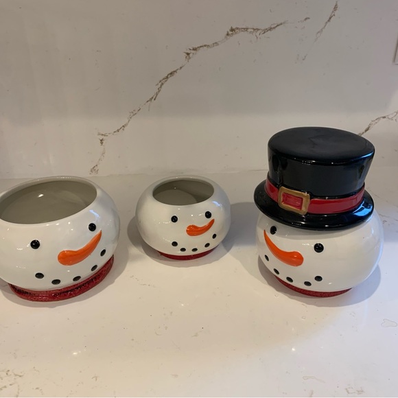 St. Nicholas Square Set of 3 Stackable Christmas Snowman Bowls  (Unused) - Picture 15 of 16